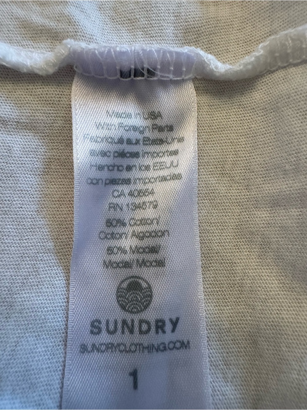 Sundry "Sunshine" White Tank Top with Pink & Orange Lettering Size 1 - Small NWT - Picture 4 of 5
